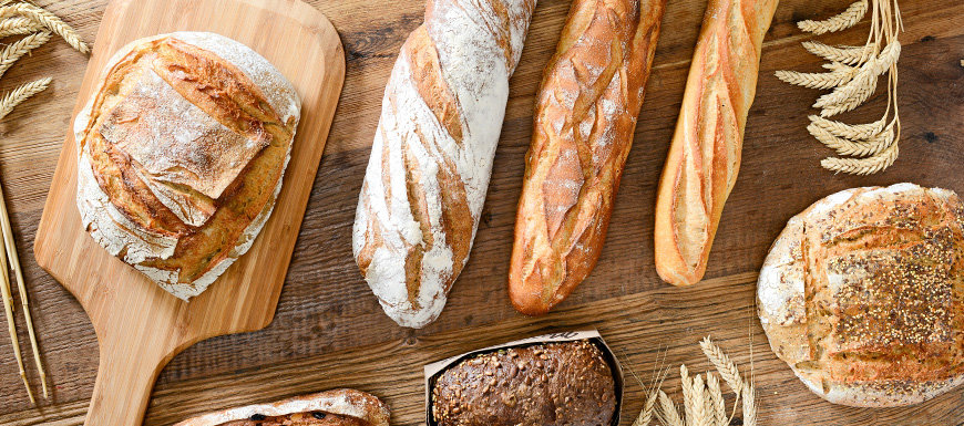 Top view of various italian breads